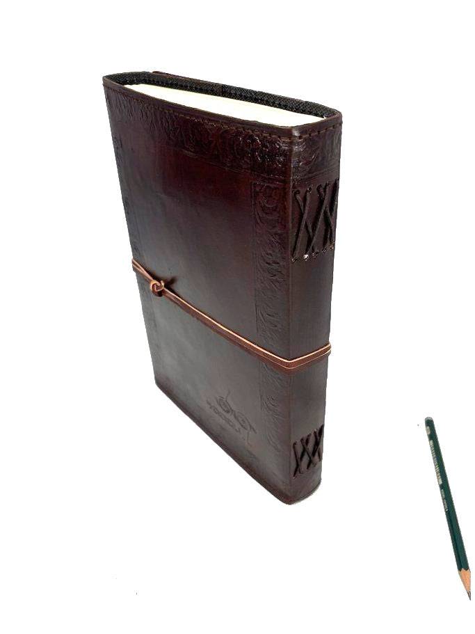 Herbier * XXL Cuir Jour- Note- Sketch- Livre d'or Antique Vintage Inde