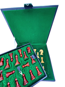 Kangi 4.3'' Schachfiguren Set PADAUK Buchsbaum Holz Indien KH 11cm KOFFER