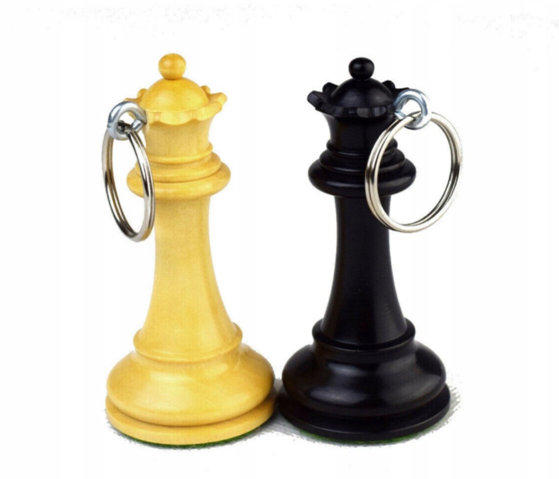 2x Keychain Boxwood Real Chess Piece Tower Rook Handmade India