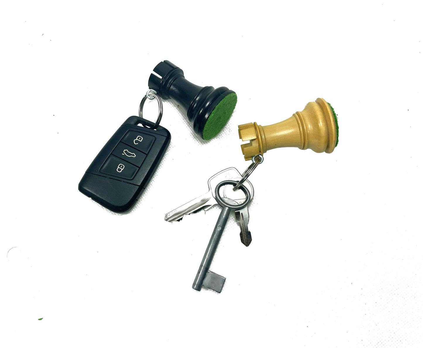 2x ROOGU Chaveiro de Madeira Carro Figura de Xadrez Real Torre Índia