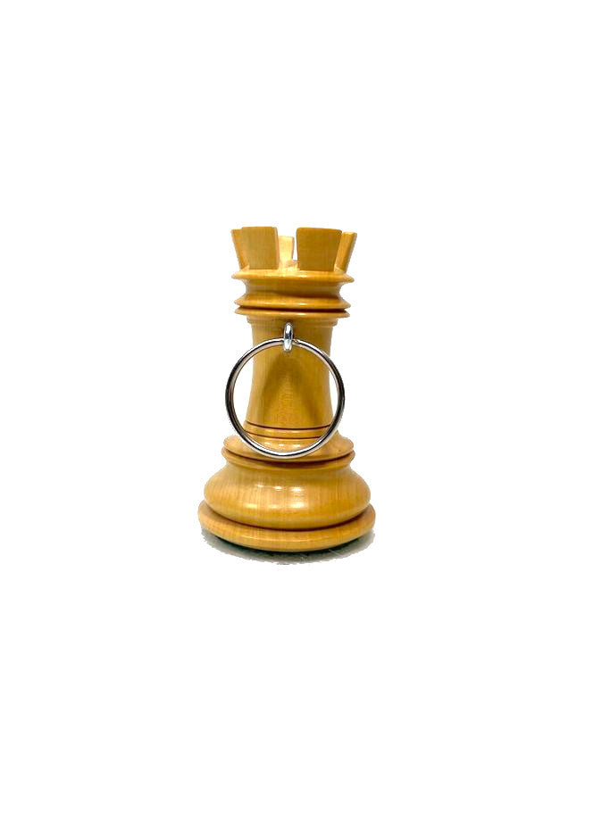 ROOGU Keychain Wood Real Chess Piece Tower Handmade India