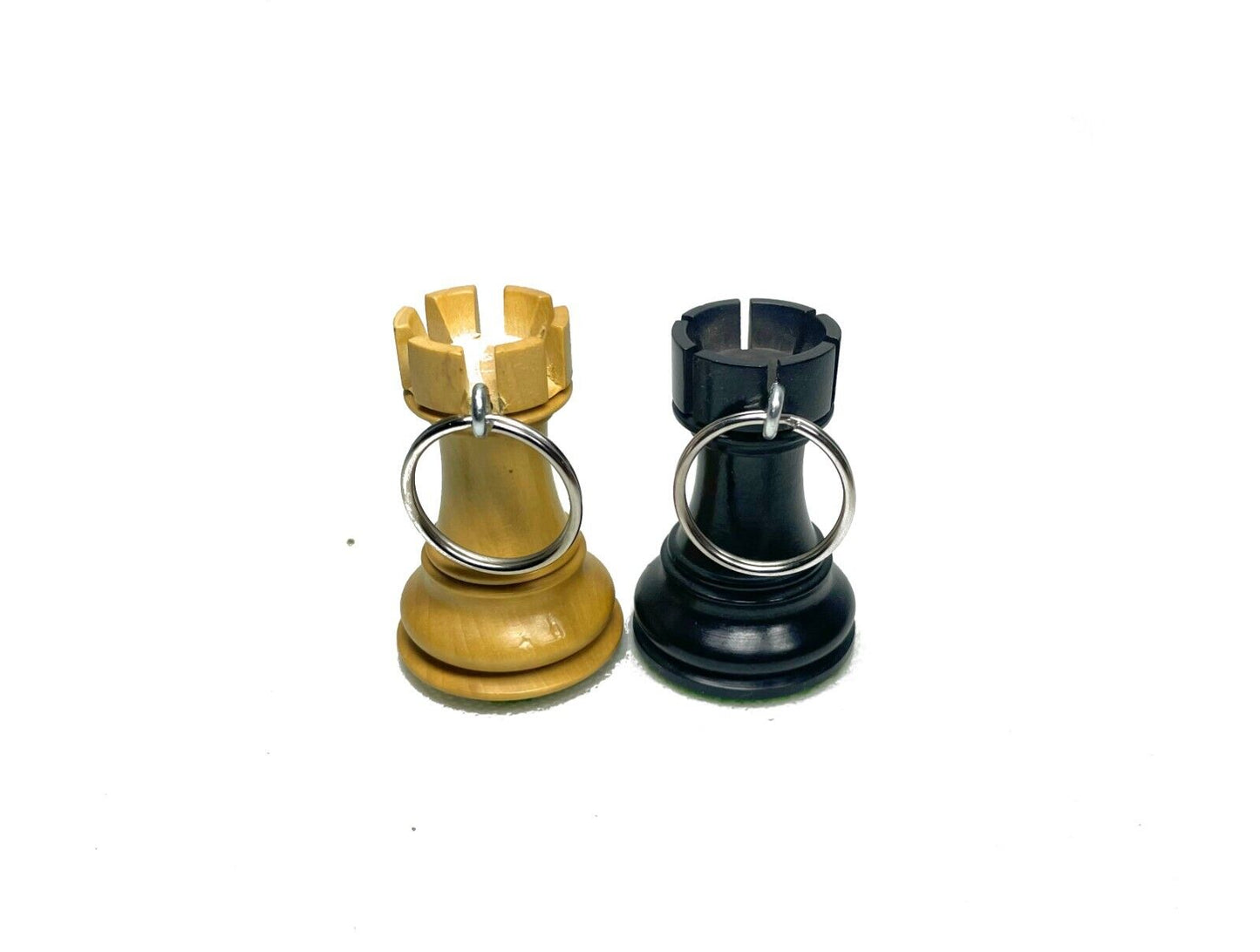 2x ROOGU Chaveiro de Madeira Carro Figura de Xadrez Real Torre Índia