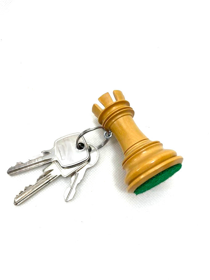 ROOGU Keychain Wood Real Chess Piece Tower Handmade India