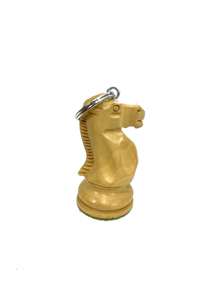 Schlüsselanhänger Schachfigur Fischer-Spassky Springer Pferd Holz Indien