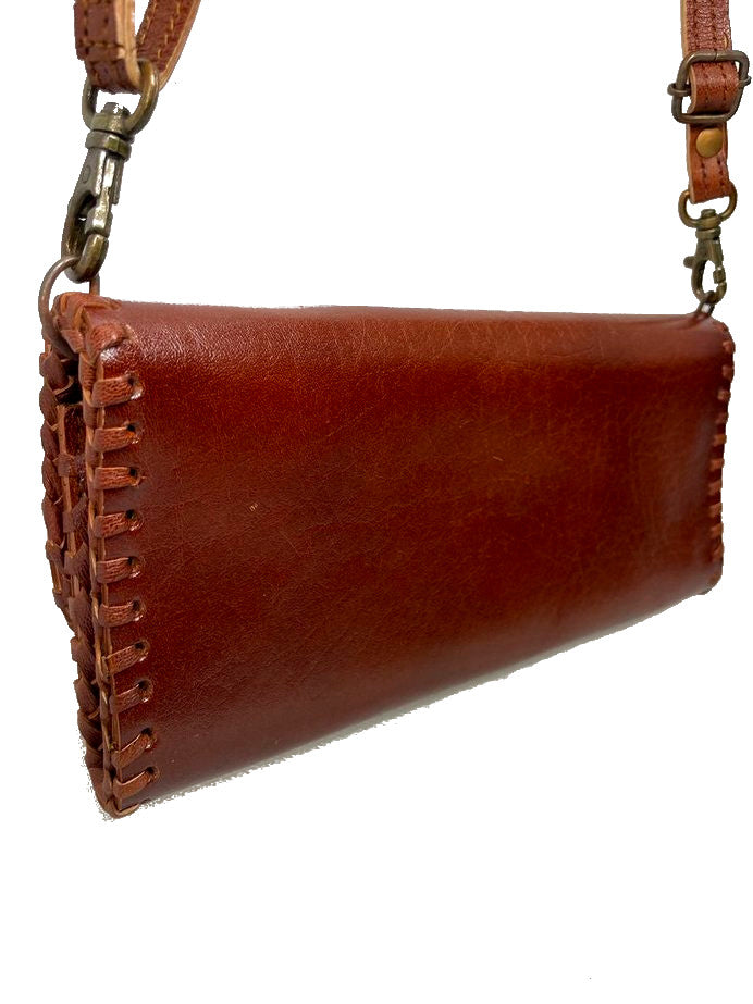 ROOGU Blue Sunset * Clutch Umhänge- Abend- Handtasche Geldbörse Echtleder Handmade Indien