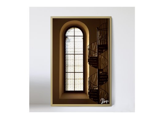 The Golden Stairs * Holz-Foto-Bild  40x60cm Kunst Fotografie Wandkunst Wandbild