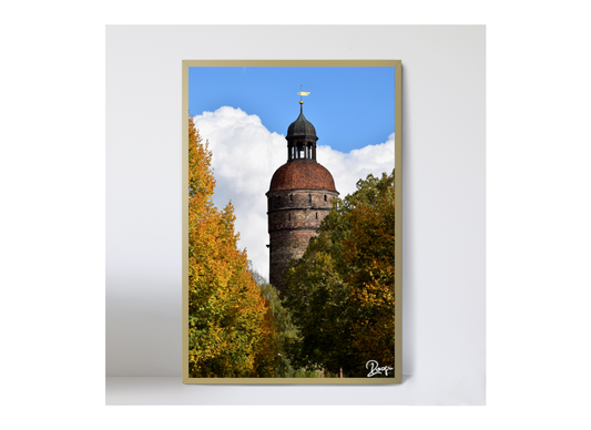The Golden Tower * Holz-Foto-Bild  40x60cm Kunst Fotografie Wandkunst Wandbild