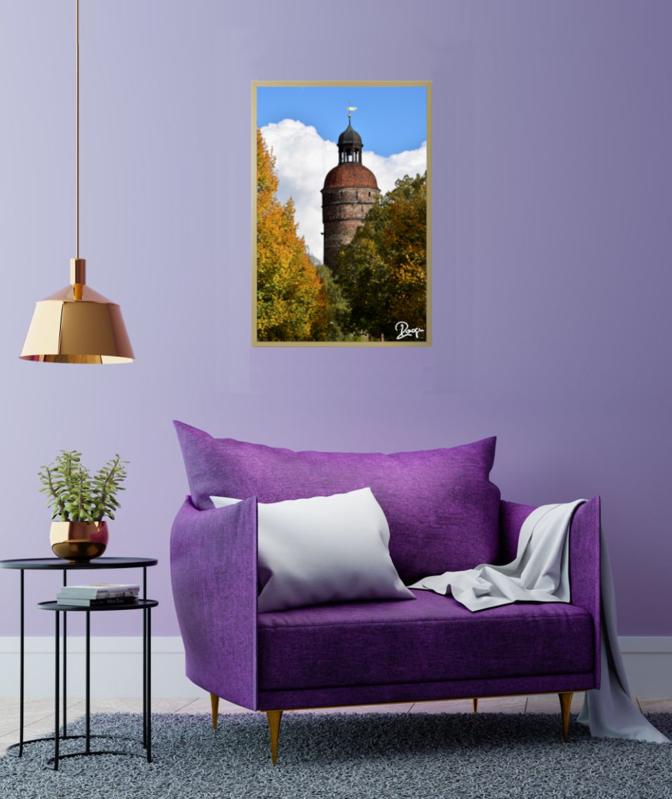 The Golden Tower * Holz-Foto-Bild  40x60cm Kunst Fotografie Wandkunst Wandbild