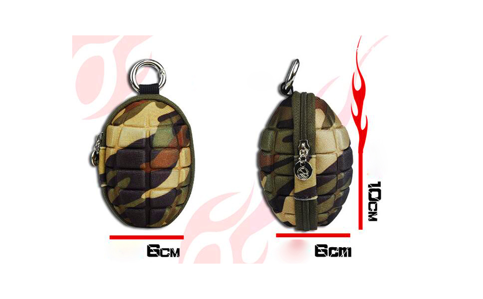 ROOGU Grenade Key & Coin Case Money Purse Hang Belt Military Camo Army Karabiner