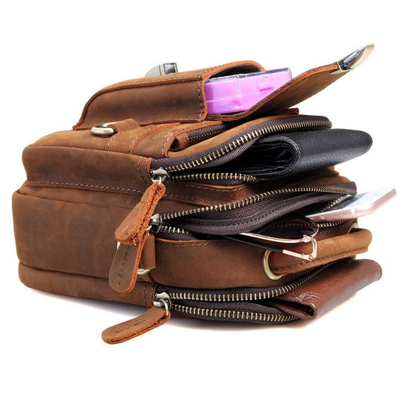 Multifunktional Leder- Hand- Gürtel- Schultertasche für Herren Handmade