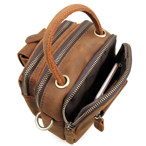 Multifunktional Leder- Hand- Gürtel- Schultertasche für Herren Handmade
