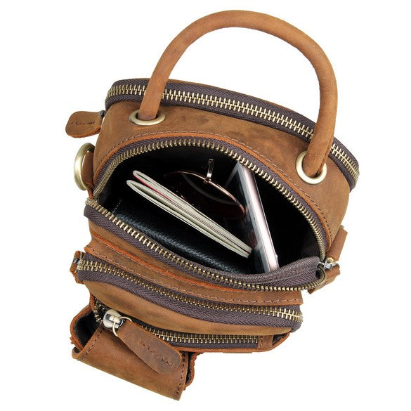 Multifunktional Leder- Hand- Gürtel- Schultertasche für Herren Handmade