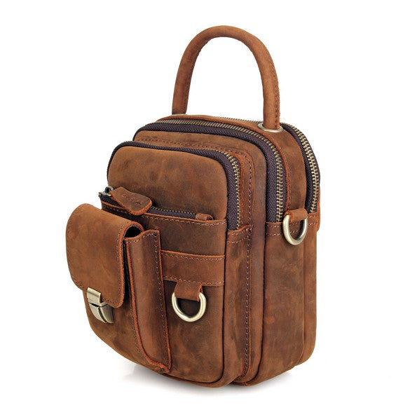 Multifunktional Leder- Hand- Gürtel- Schultertasche für Herren Handmade