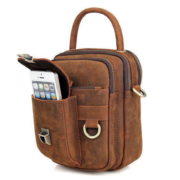 Multifunktional Leder- Hand- Gürtel- Schultertasche für Herren Handmade