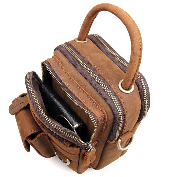 Multifunktional Leder- Hand- Gürtel- Schultertasche für Herren Handmade