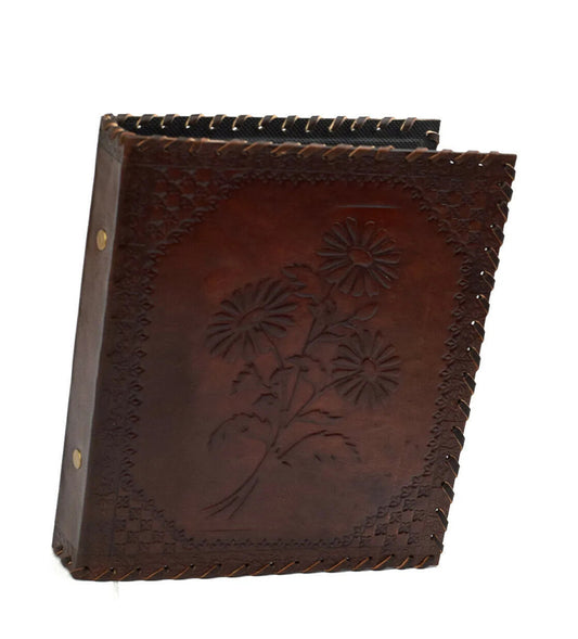 Herbarium * Akten Ordner 2 Ringe DIN A5 Echtes Büffel Leder Handmade Indien