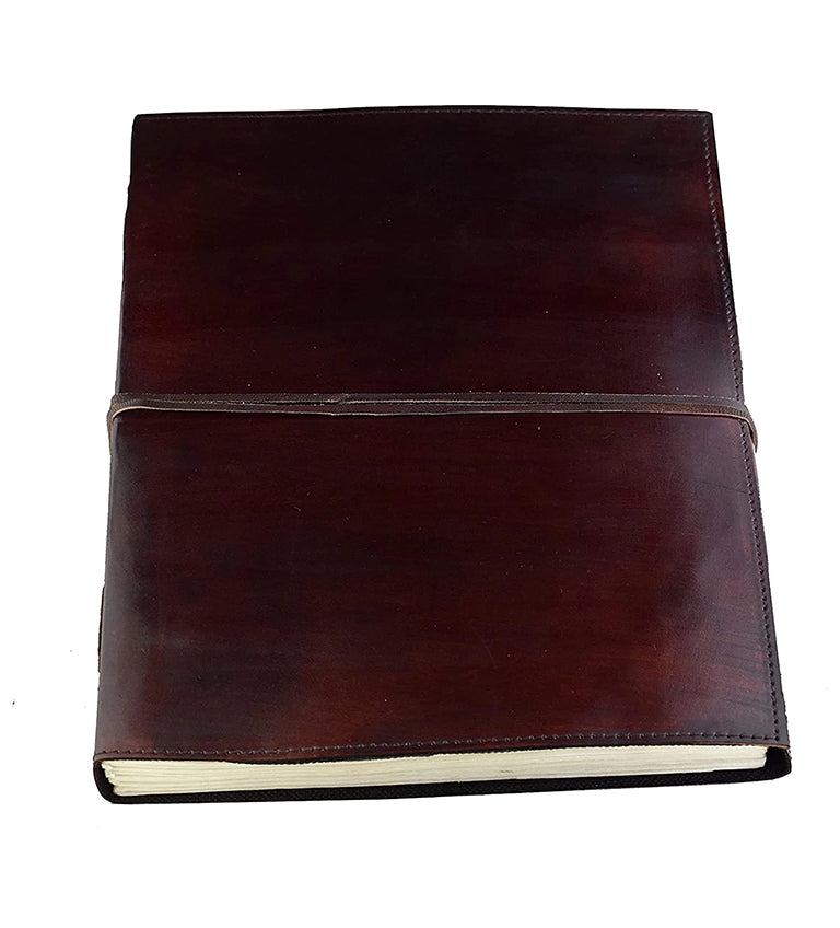 Indien Klassik - Notiz- Gäste- Skizzenbuch Leder XXL (mehr als A4) Hardcover Handarbeit Indien Glatt Ohne Design