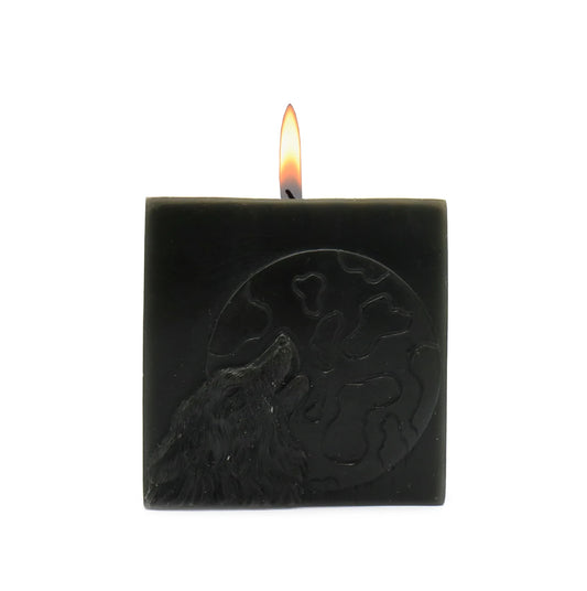 ROOGU Wolf Mond Duftkerze Vanilla Tiefgrün Schwarz Cube Candle