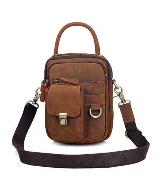 Multifunktional Leder- Hand- Gürtel- Schultertasche für Herren Handmade