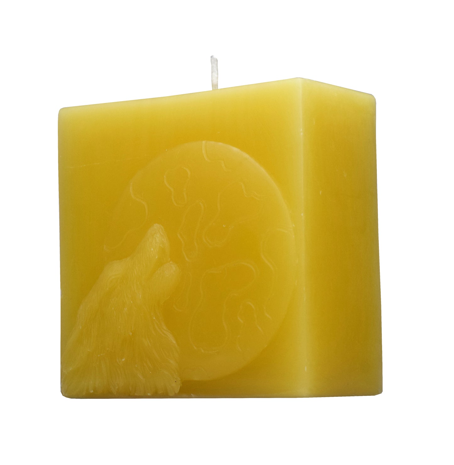 3x ROOGU Lobo Luna Velas Aroma Vainilla Cítrico Amarillo Cubo Vela