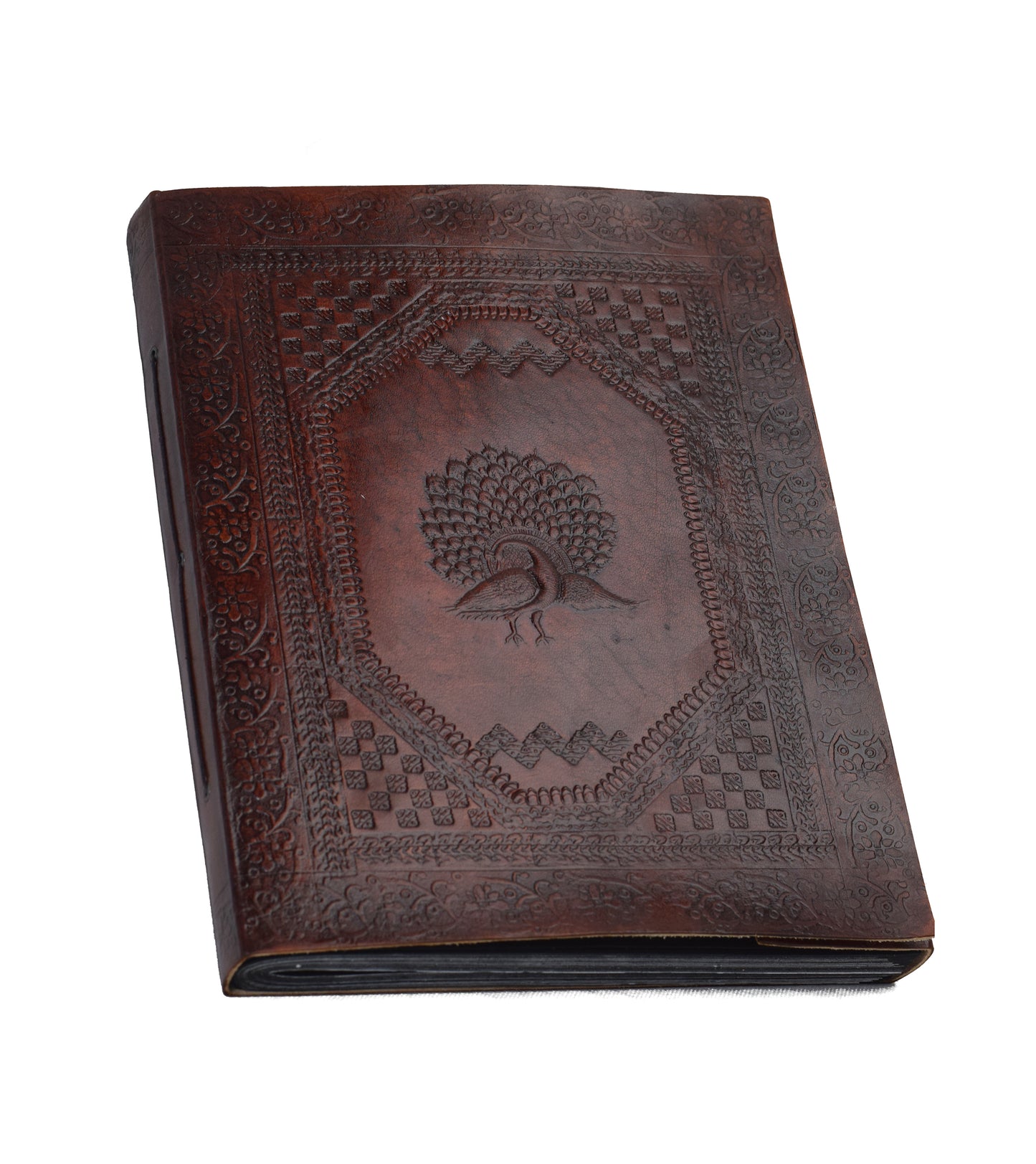 Die Flamme des Lebens * Vintage Fotoalbum XXL Pfau Büffelleder