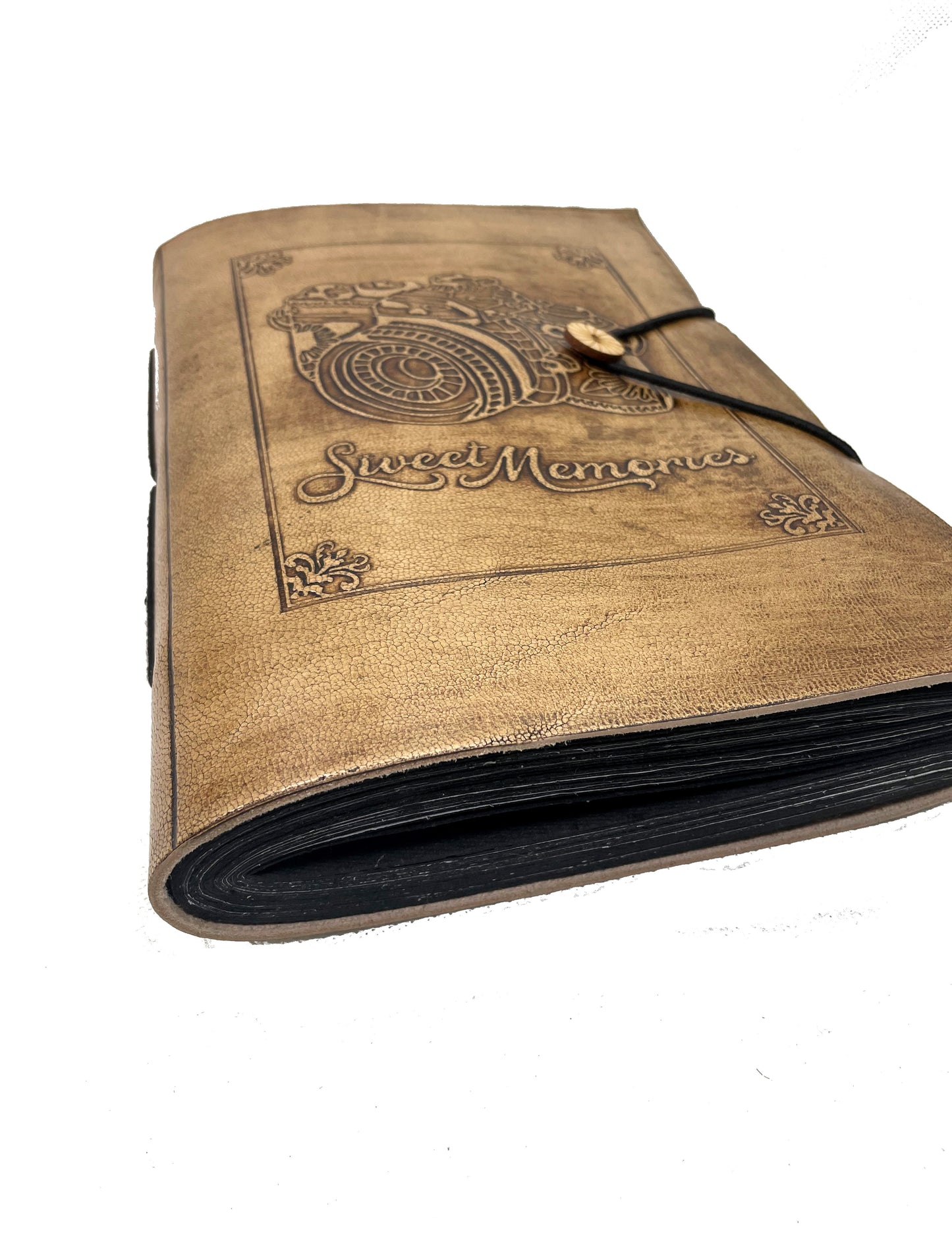 Sweet Memories Foto Album Apparat schwarze Seiten Handmade Leder Indien