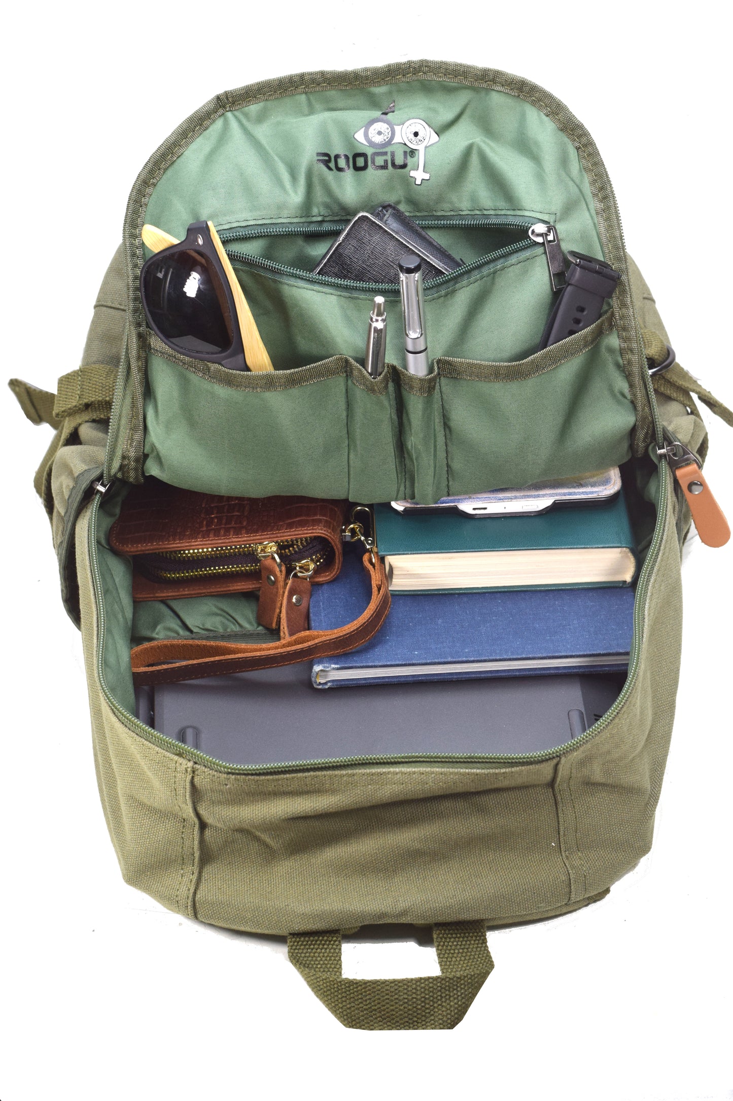 Land Turtle * Rucksack Damen 25l Stadt Schule Uni Arbeit Laptopfach Armee Grün