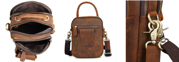 Multifunktional Leder- Hand- Gürtel- Schultertasche für Herren Handmade