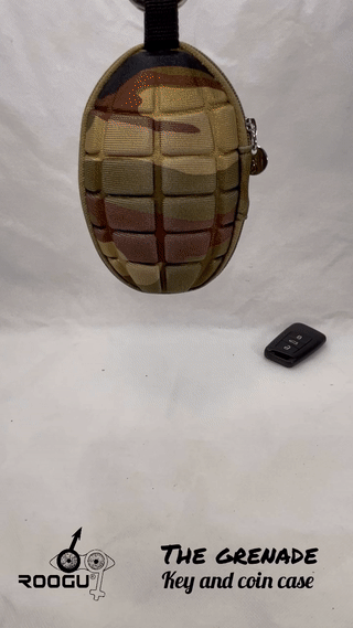 ROOGU Grenade Key & Coin Case Money Purse Hang Belt Military Camo Army Karabiner