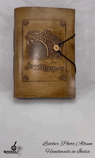 Sweet Memories Foto Album Apparat schwarze Seiten Handmade Leder Indien