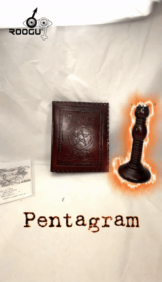 Estrela de pentagrama * Pasta de arquivo de 2 anéis em couro de búfalo verdadeiro feito à mão com gravação.