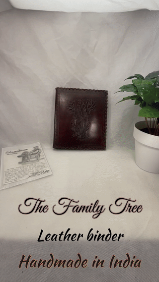 Árbol genealógico de la vida * Carpetas de archivos 2 anillos DIN A5 Cuero de búfalo auténtico Hecho a mano India