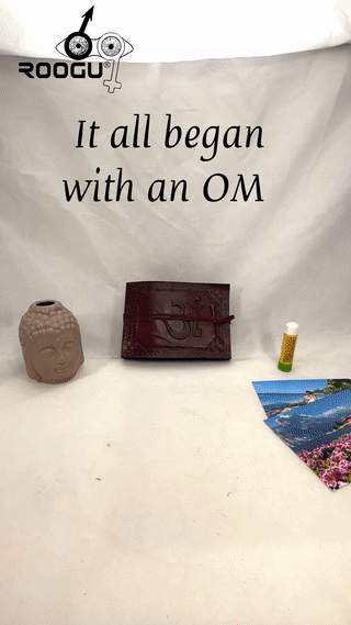 Alles begann mit einem OM - kleines Fotoalbum Büffelleder Baumwollpapier Indien