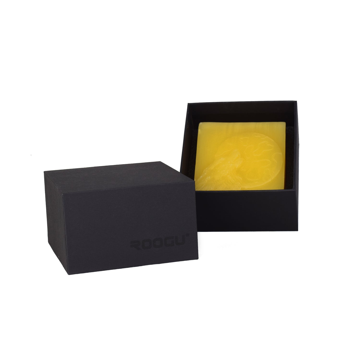 3x ROOGU Lobo Luna Velas Aroma Vainilla Cítrico Amarillo Cubo Vela