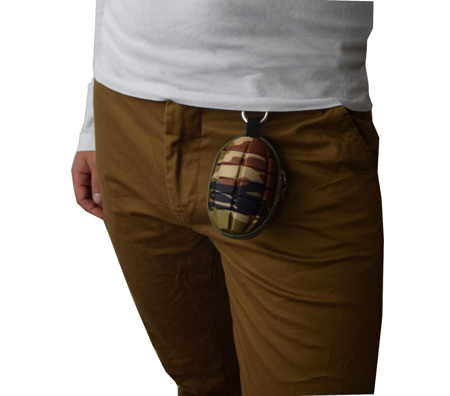 ROOGU Grenade Key & Coin Case Money Purse Hang Belt Military Camo Army Karabiner
