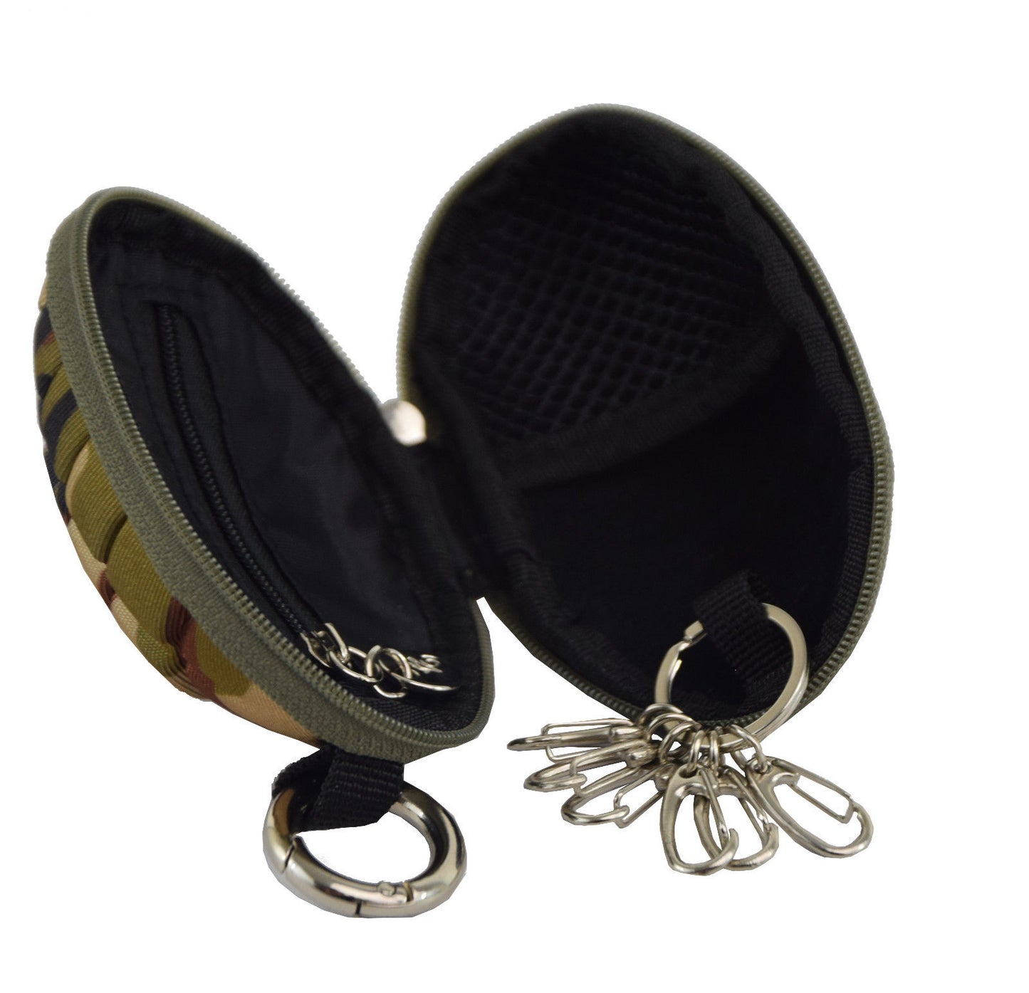 ROOGU Grenade Key & Coin Case Money Purse Hang Belt Military Camo Army Karabiner