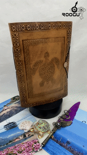 Foto Album Retro schwarze Seiten Handmade Leder Indien Schildkröte Prägung