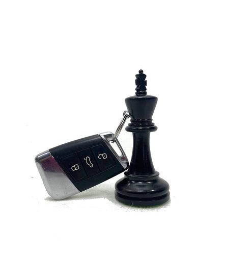 2x ROOGU portachiavi in legno Auto vera figura di scacchi Torre India