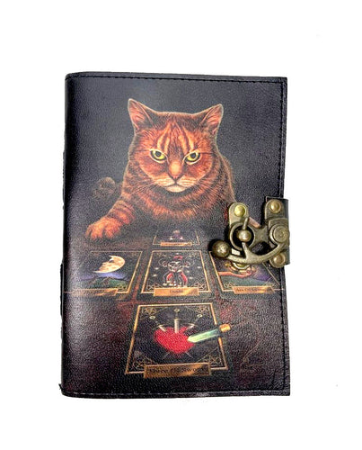 Gato tarot [M] Caderno de dias Livro de couro desenho Jornal Vintage Índia 