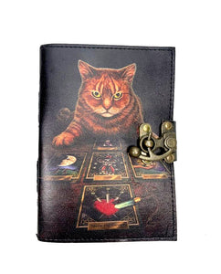 Tarot Cat [M] Real Leather Notebook Sketchbook Diary Handmade India