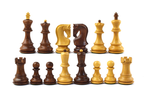 1959年萨格勒布系列斑马 - 橡木木材手工制作印度象棋棋子集3.75英寸