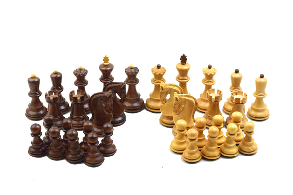 将图像上传到图库查看器，1959年萨格勒布系列斑马 - 橡木木材手工制作印度象棋棋子集3.75英寸 
