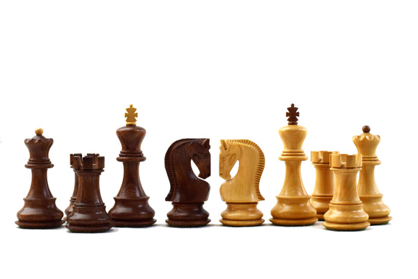 将图像上传到图库查看器，1959年萨格勒布系列斑马 - 橡木木材手工制作印度象棋棋子集3.75英寸 
