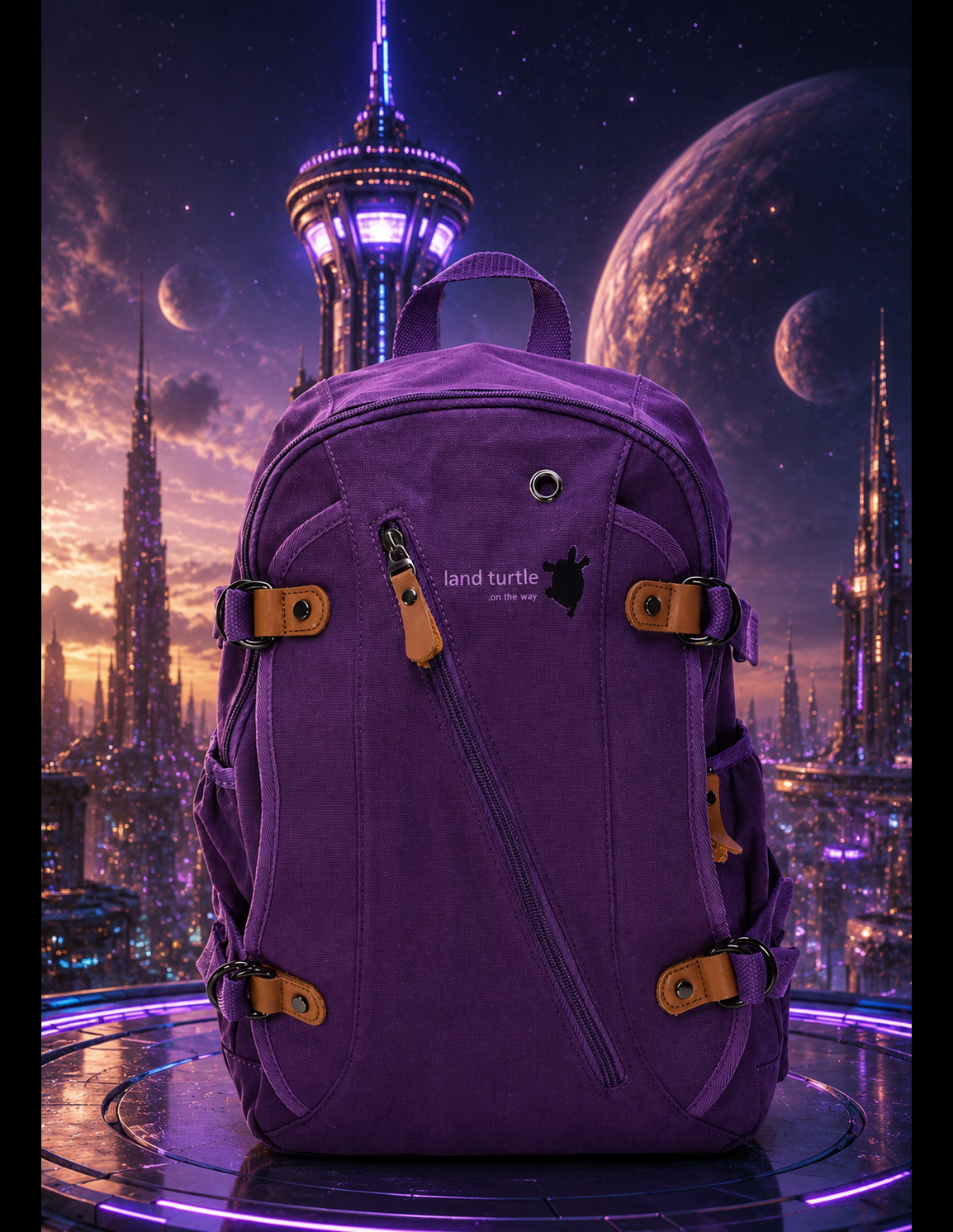 Land Turtle * Rucksack Damen 25l Stadt Schule Uni Arbeit Laptopfach Violett Lila