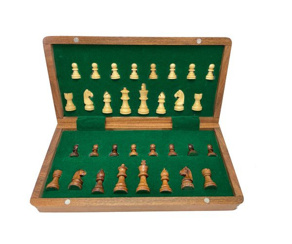 将图像上传到图库查看器，中国語（簡体）：10&#39;&#39;旅行磁性棋盘套装1.75&#39;&#39;手工制作印度阿卡辛木棋子 
