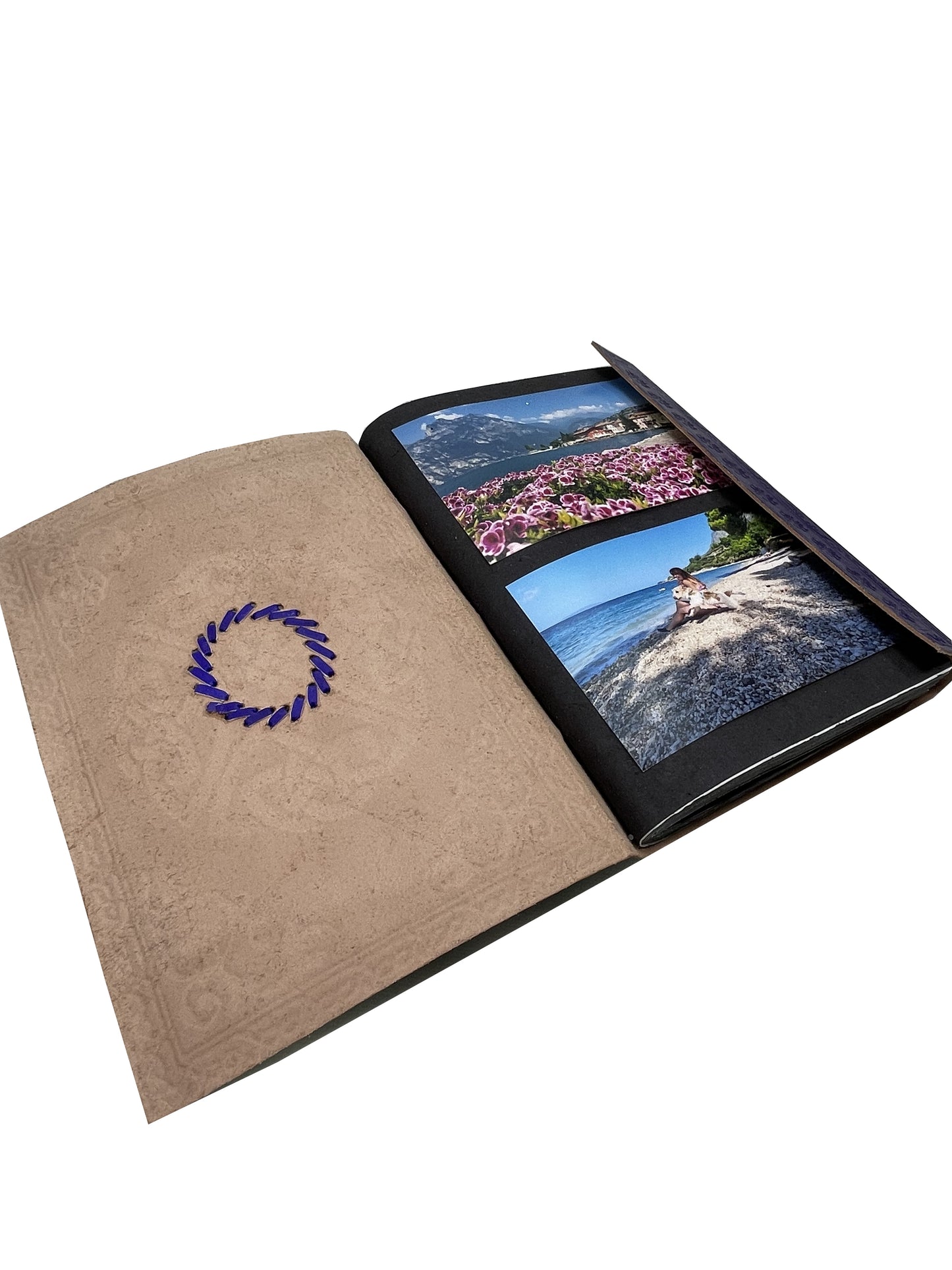 Blue Eye Foto Album Apparat schwarze Seiten Handmade Leder Indien