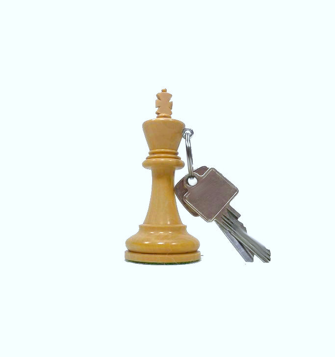 Keyring made from a real chess piece – hand-carved in India King