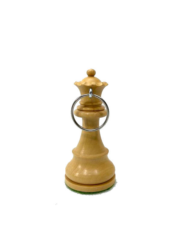 ROOGU Schlüsselanhänger Holz echte Schachfigur Dame Handmade Indien