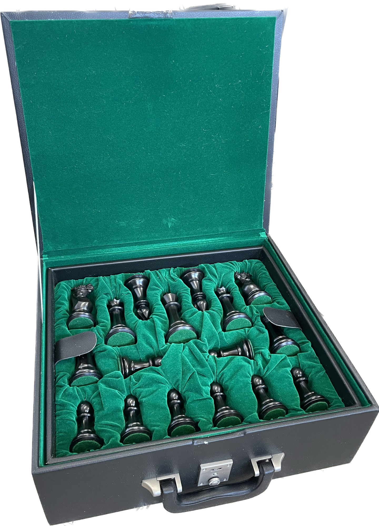 1849 Reproduce Staunton 4.4' Ebony Şato Figürleri El Yapımı Hindistan Koffer