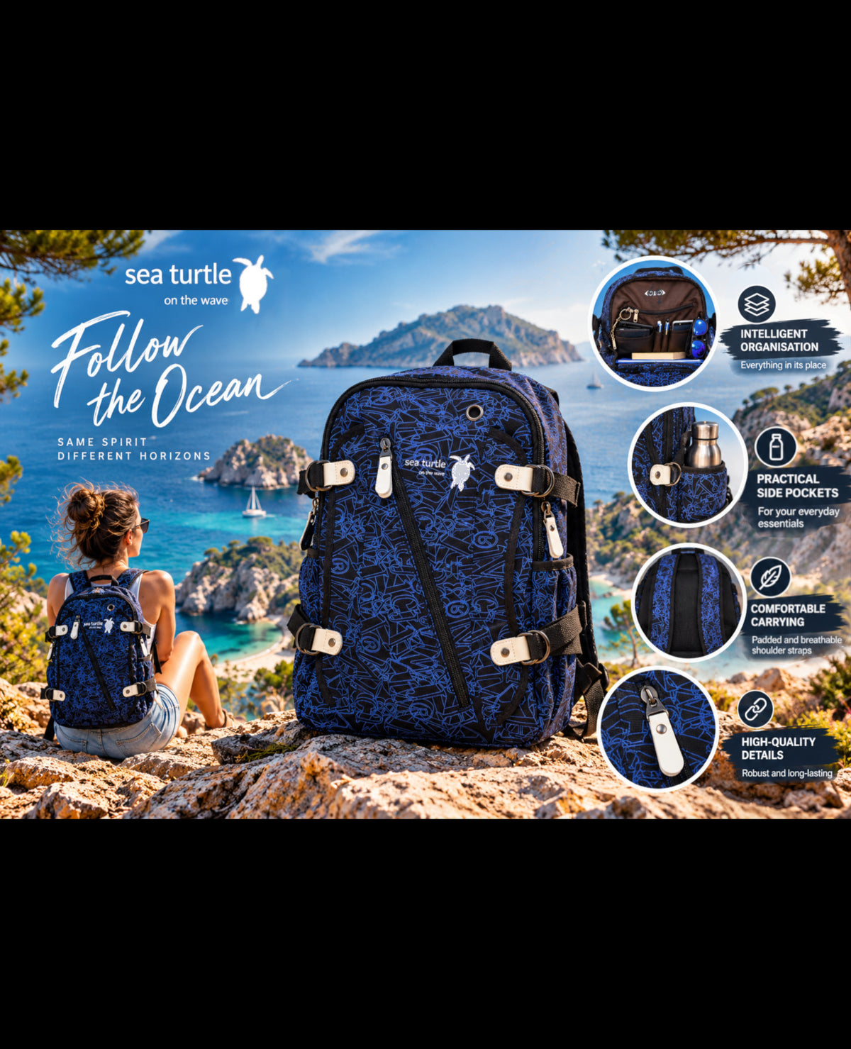 Sea Turtle * Rucksack Damen Herren 25l Stadt Schwimmbad Strand Laptopfach